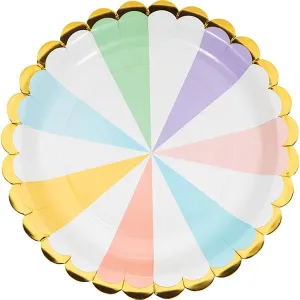 Pastel Celebrations Scalloped Edge Dinner Paper Plates 8 Ct