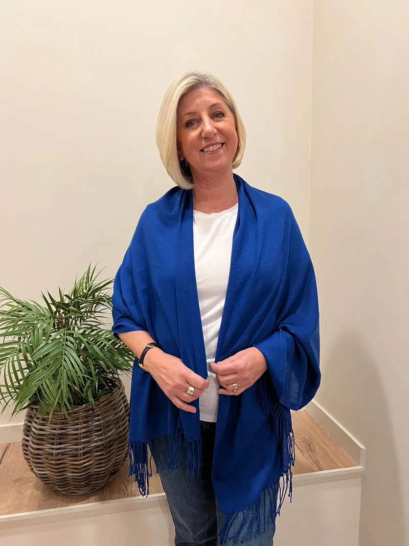 Plain Pashmina Scarf Cobalt