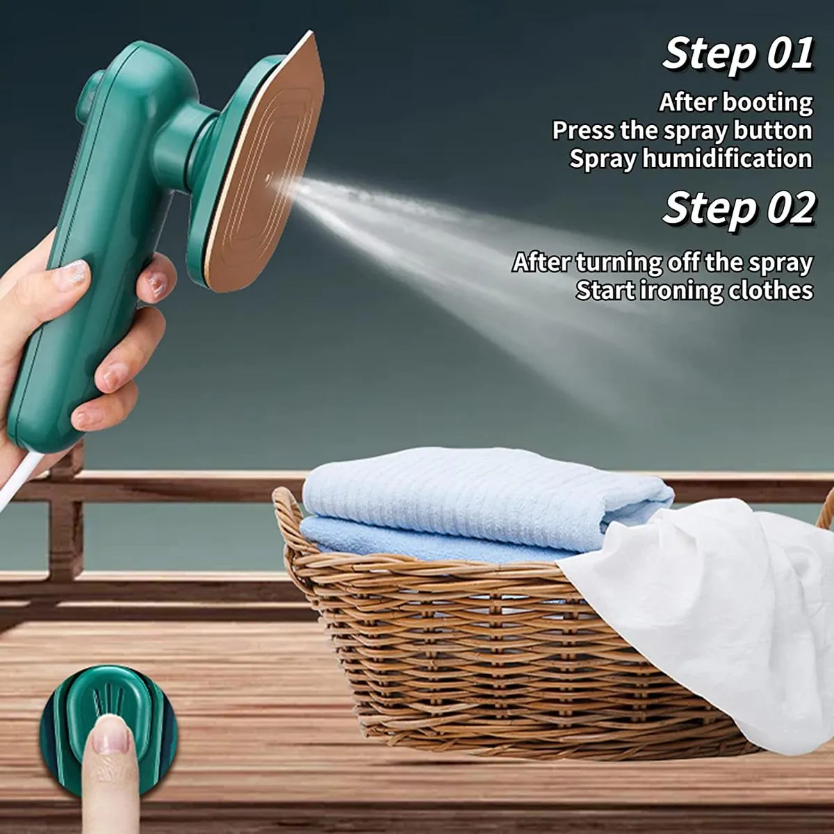Portable Handheld Iron With Water Mist Convenient