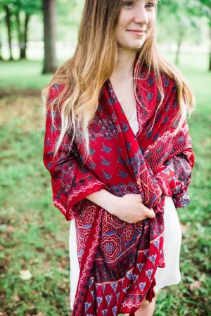 Red and Tan Paisley Scarf
