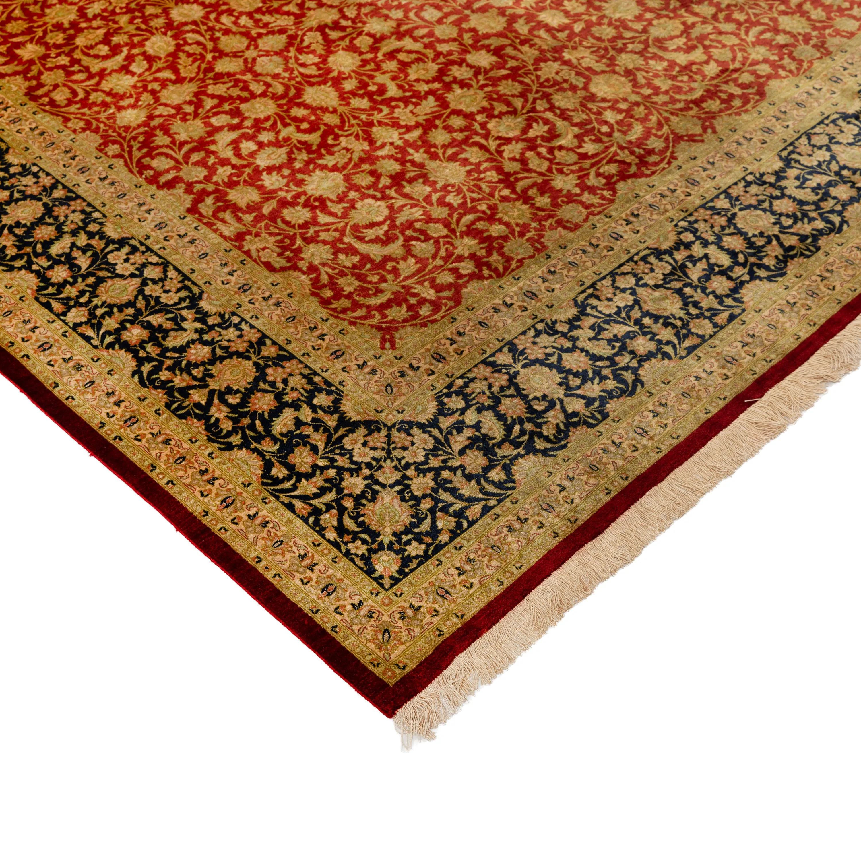 Red Antique Qum Silk Persian Rug - 8'10" x 11'10"
