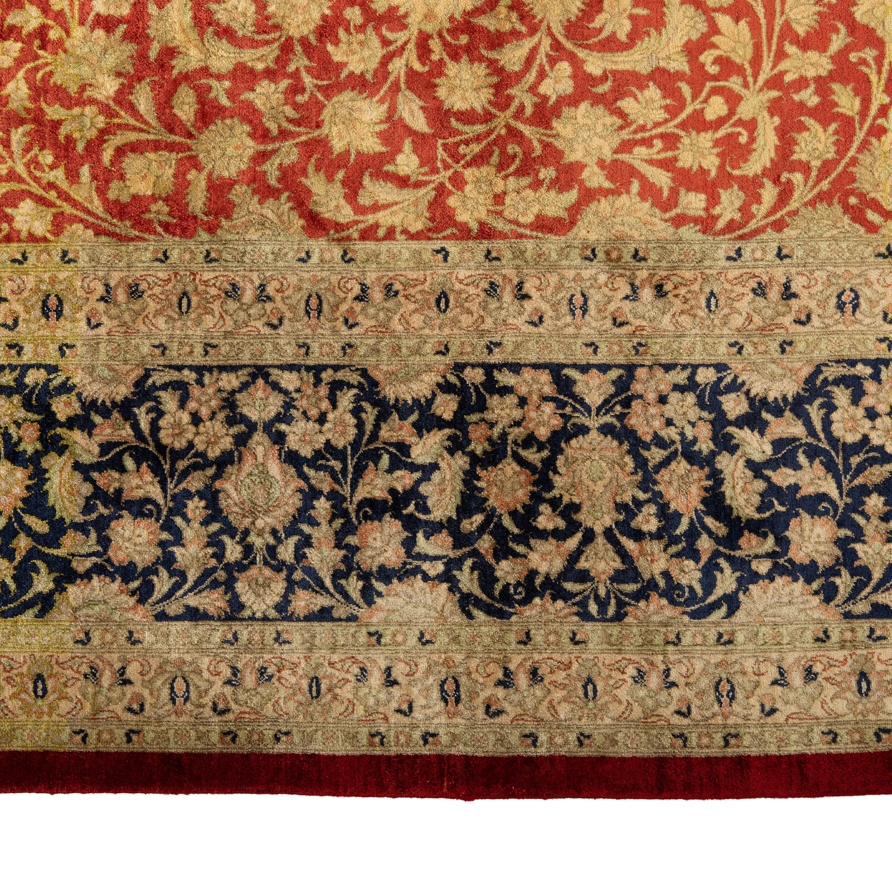 Red Antique Qum Silk Persian Rug - 8'10" x 11'10"