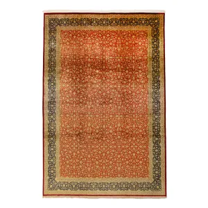 Red Antique Qum Silk Persian Rug - 8'10" x 11'10"