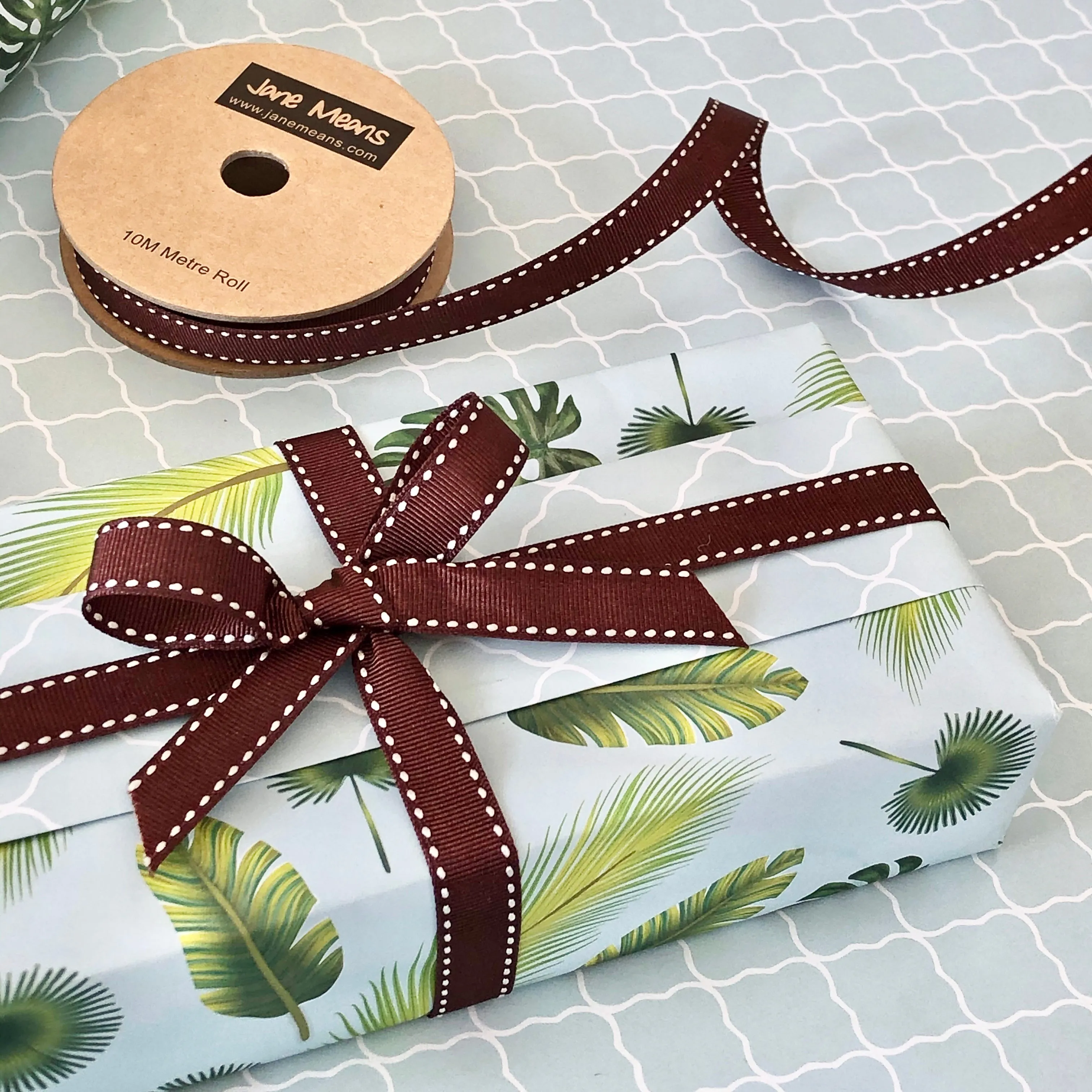 Reversible Tropical Leaves Gift Wrap