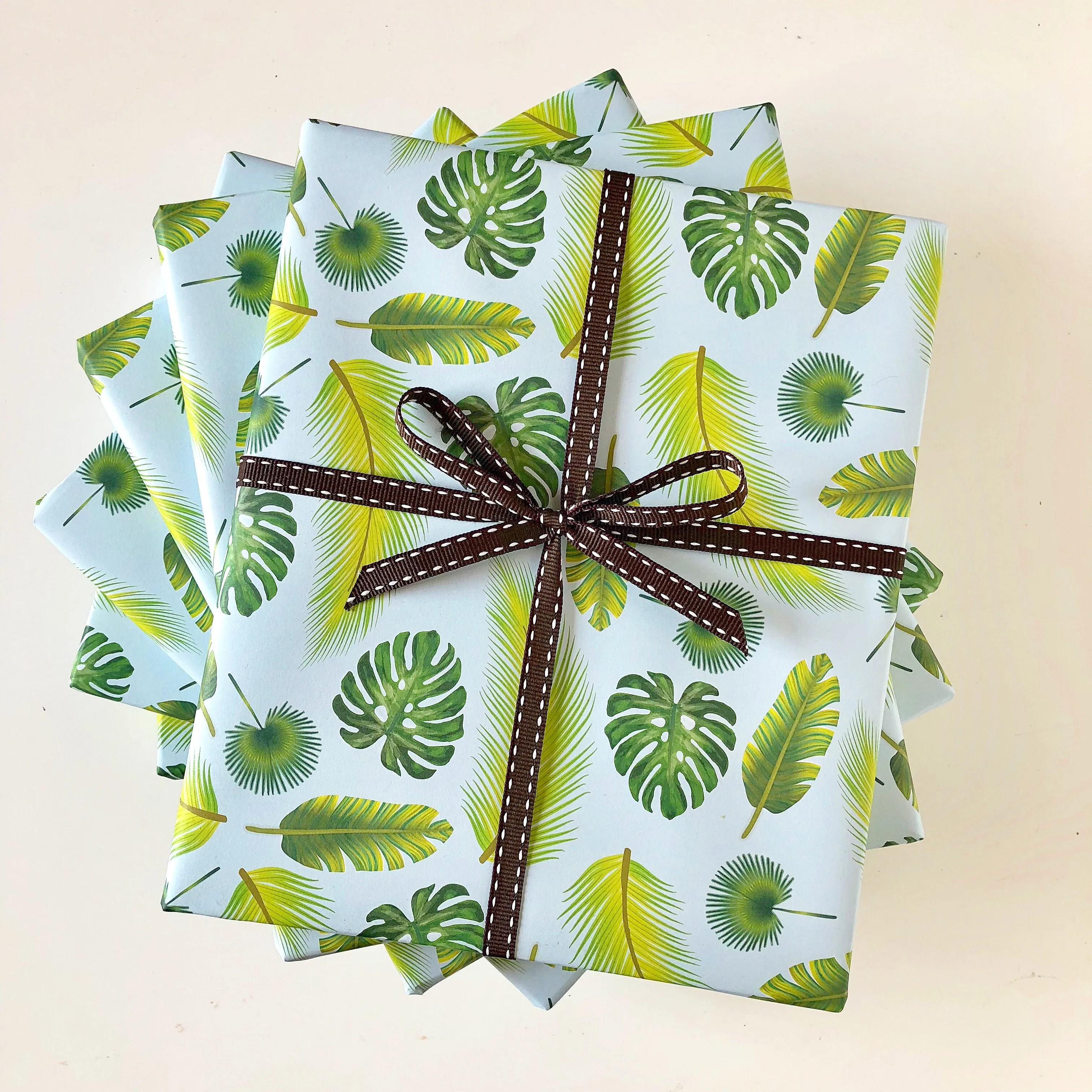 Reversible Tropical Leaves Gift Wrap