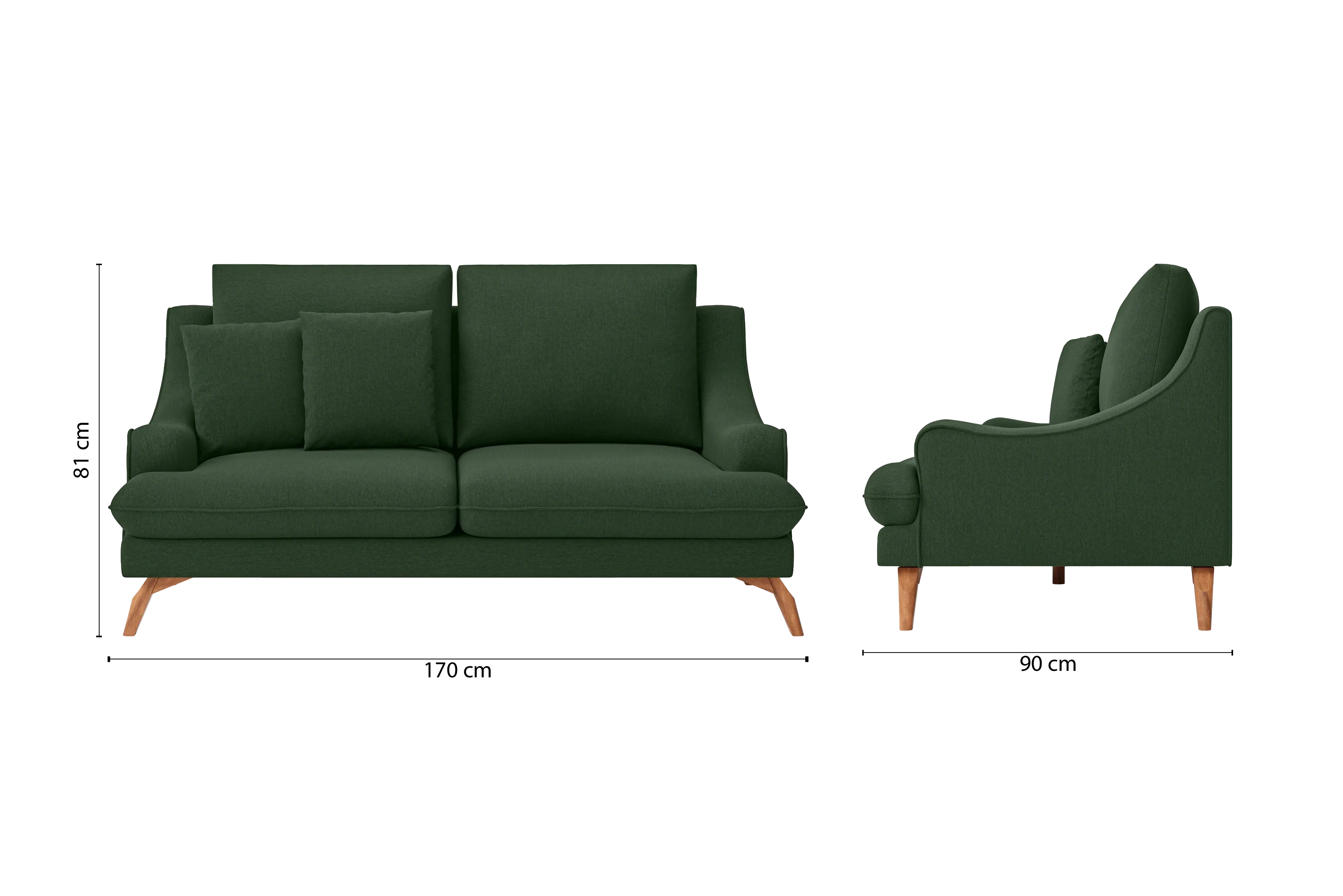 Savona 2 Seater Sofa Forest Green Linen Fabric