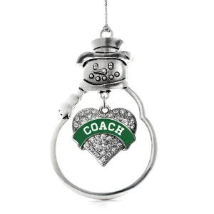 Silver Coach - Forest Green and White Pave Heart Charm Snowman Ornament