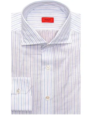 Sky Blue and Navy Striped Dress Shirt