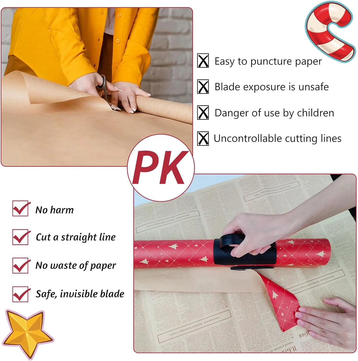 Sliding Wrapping Paper Cutter - Cuts for Gift Wrapping