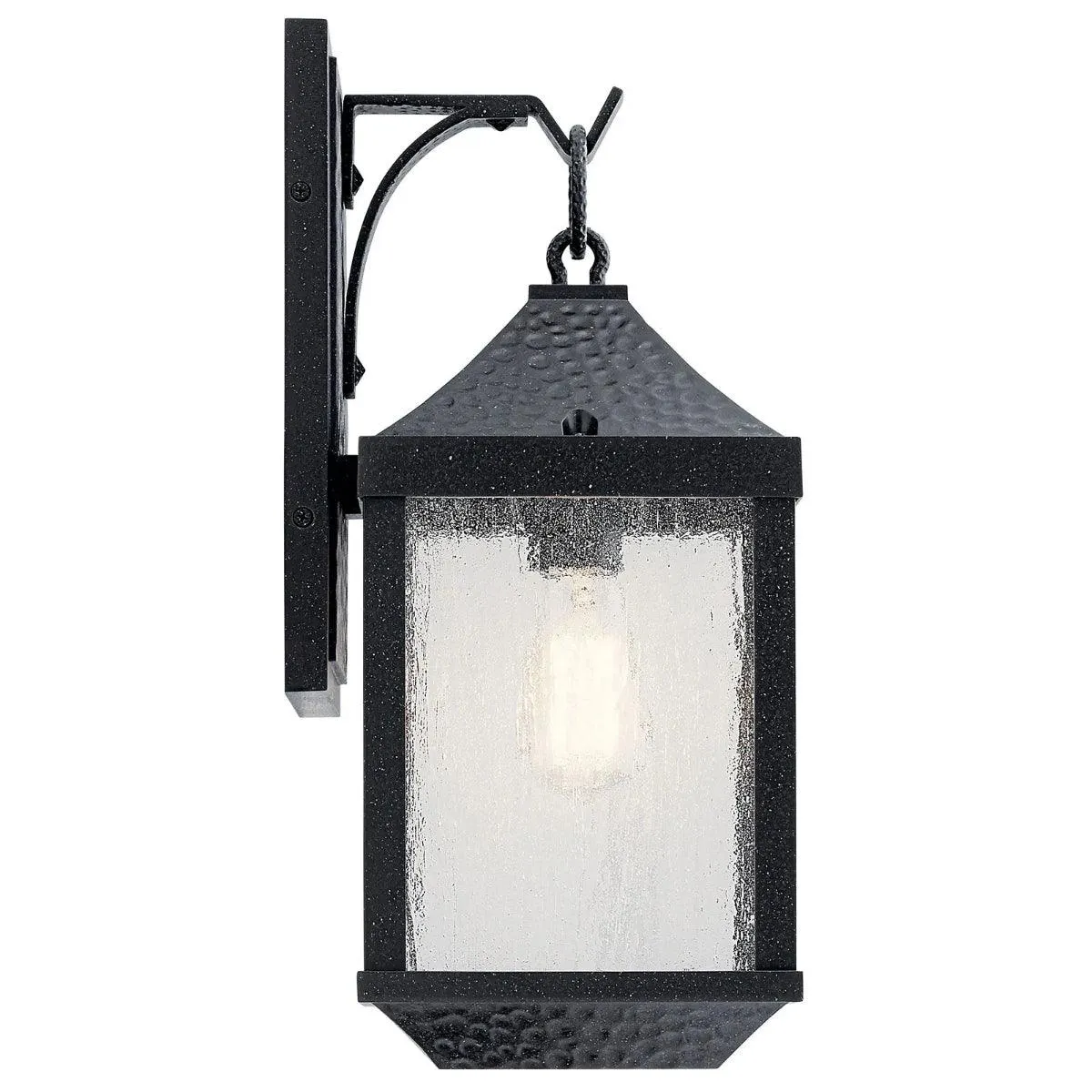 Springfield 18 In 1-Light Outdoor Wall Light With Clear Seeded Glass, Black Finish