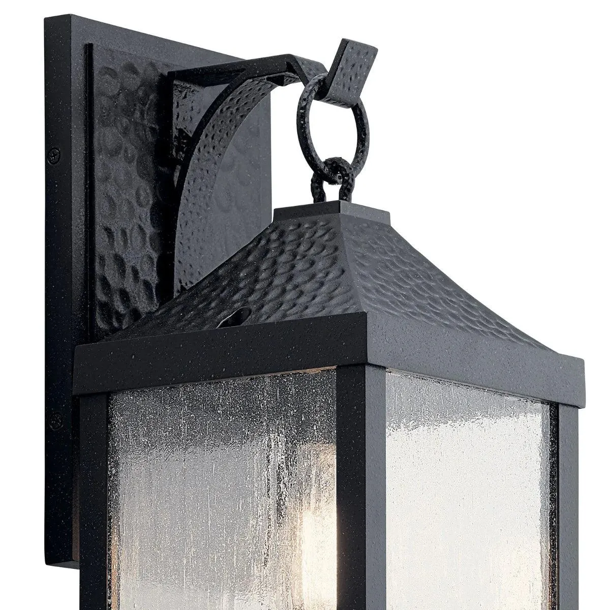 Springfield 18 In 1-Light Outdoor Wall Light With Clear Seeded Glass, Black Finish