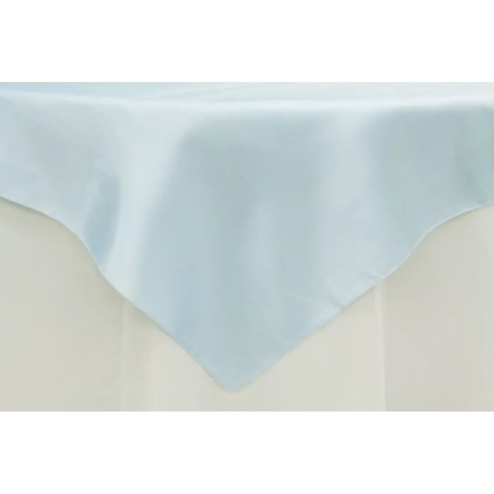 Square 72" Satin Table Overlay - Baby Blue