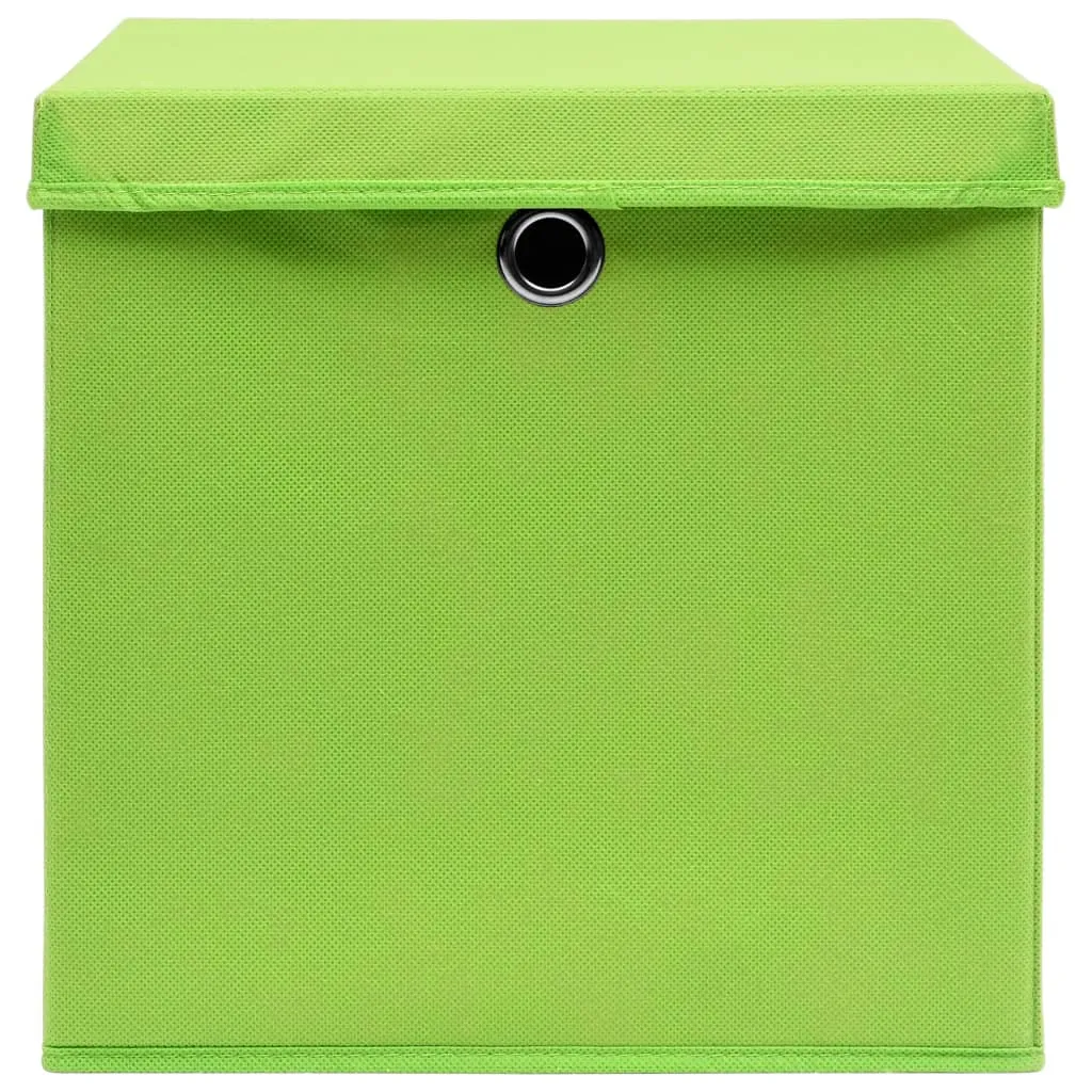 Storage Boxes with Lids 10 pcs Green 32x32x32 cm Fabric