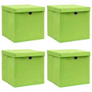 Storage Boxes with Lids 4 pcs Green 32x32x32 cm Fabric