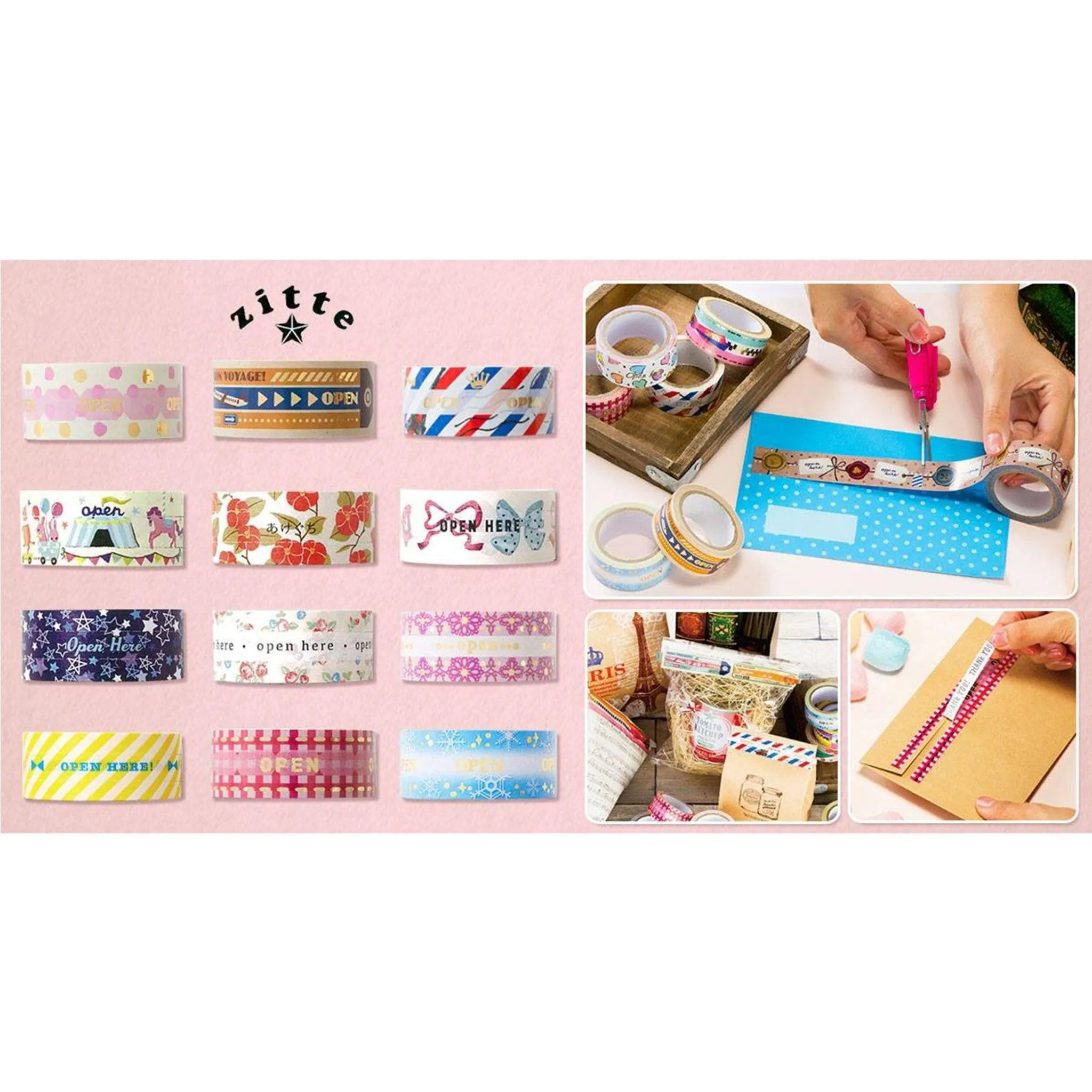 Sun-Star Zitte Kirari Zipper Paper Tape Zipper Shape Sealing Paper Tape Gift Wrap S8578540