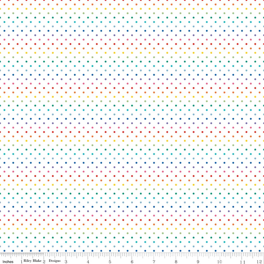 Swiss Dot | Rainbow Dots on White by Riley Blake | C660-RAINBOW