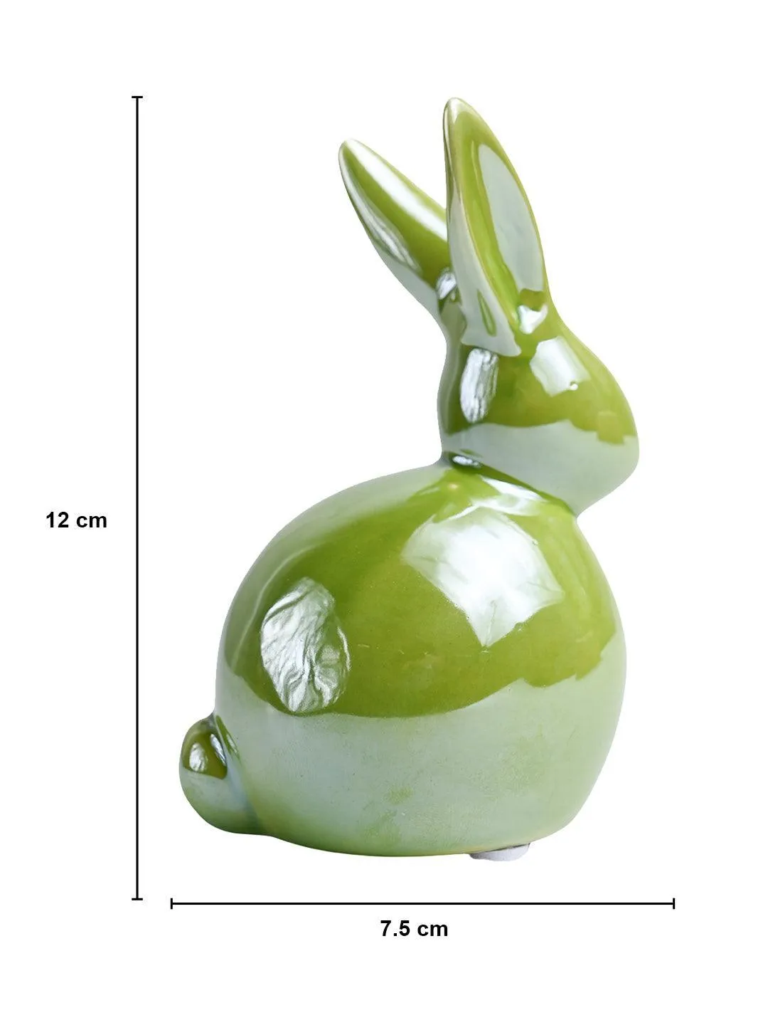 VON CASA Ceramic Decorative Rabbit - Green, Set Of 2