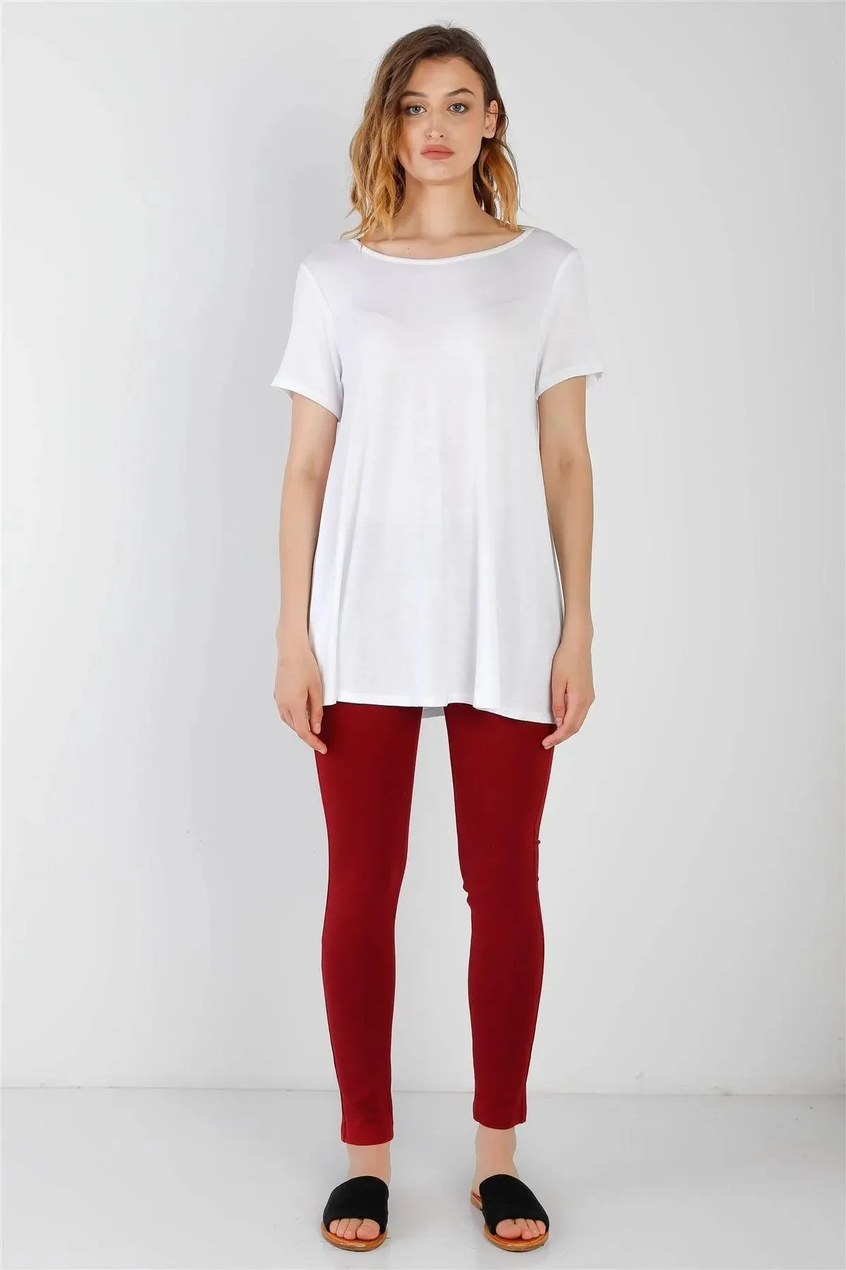 White Short Sleeve Relaxed Fit Top /1-2-2-1