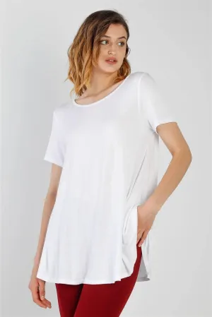 White Short Sleeve Relaxed Fit Top /1-2-2-1